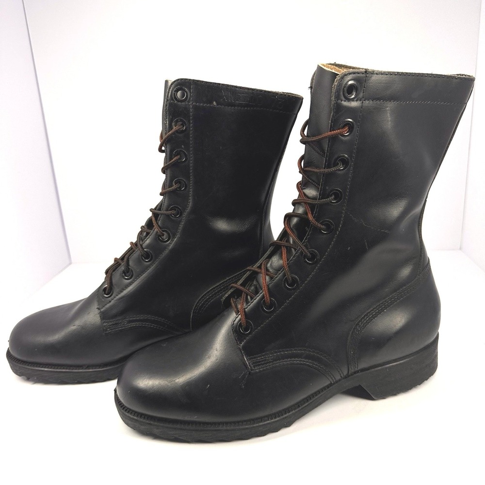 Genesco CIC Vintage US Military Combat Boots Black Leather Lace Up Size 7 XW